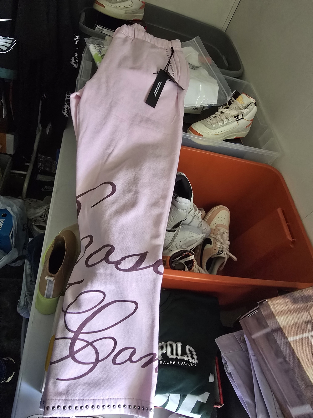 New Civil Regime Light Pink Script Sweatpants